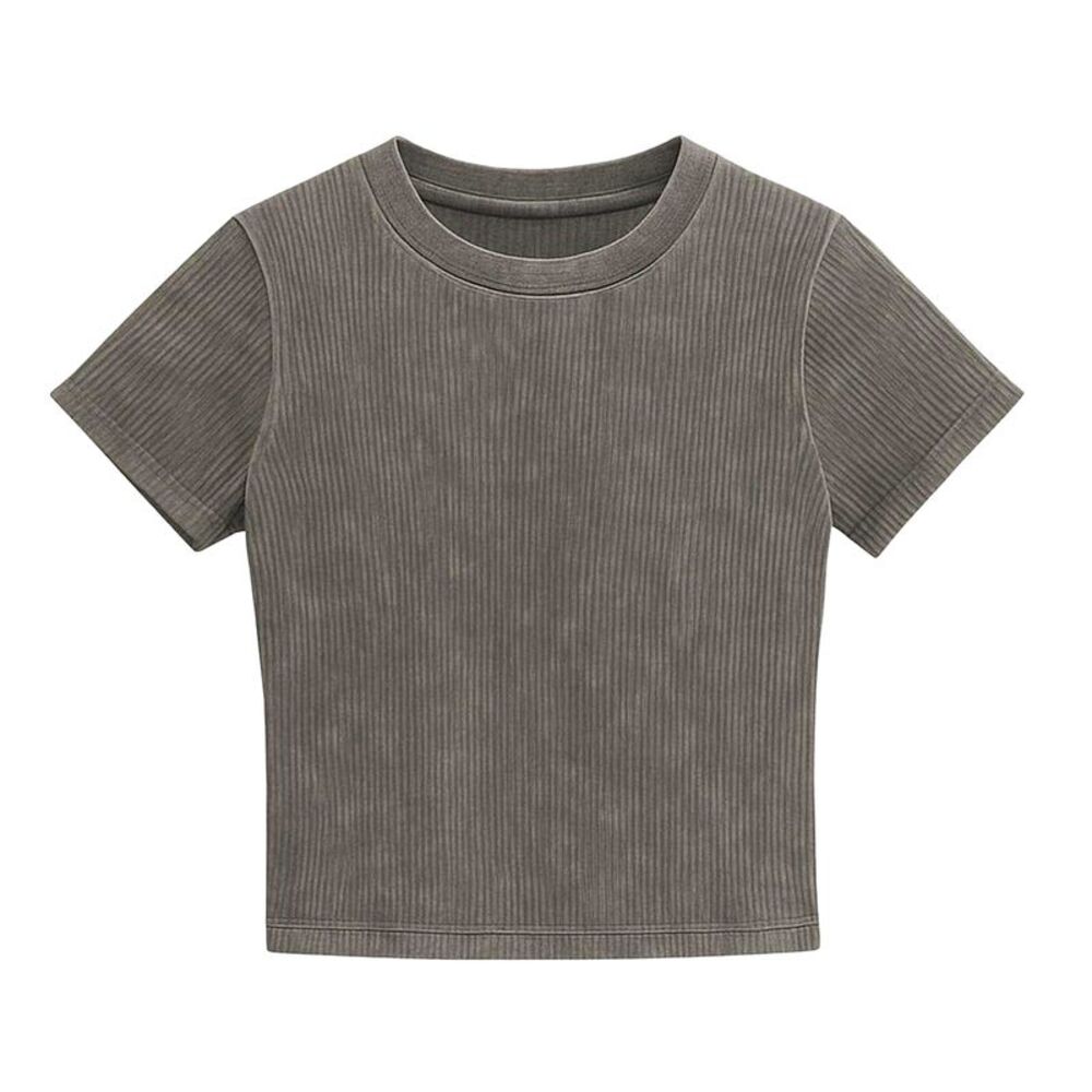 I Saw It First Womens/Ladies Acid Wash Regular Crop T-Shirt / Gray